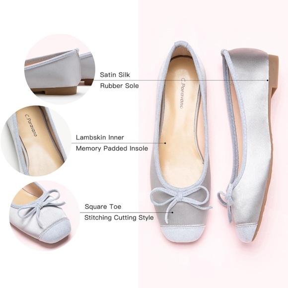 C.Paravano Women's Flats with Bowknot | Casual Slip On Dress Shoes - Picture 3 of 8